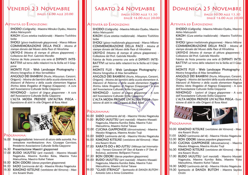 la sicilia abbraccia il giappone sesta VI edizione programma